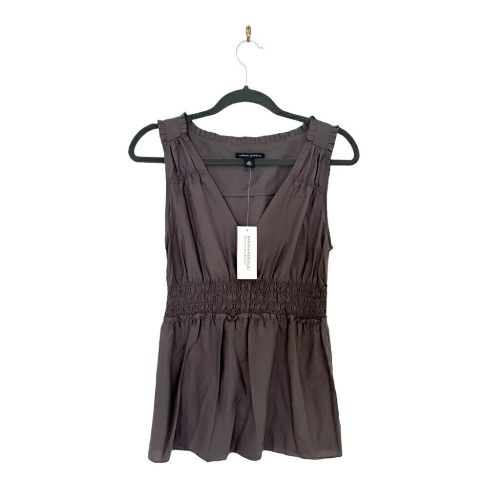 Banana Republic Silk Sleeveless Empire Waist Gray Tank Top NWT